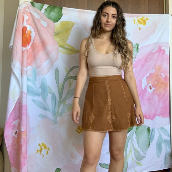 Faux Suede Autumn Mini Skirt - Picture 3 of 4